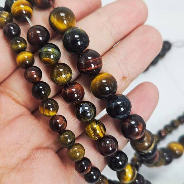 Бусины три глаза Бычий глаз, Тигровый глаз, Соколиный глаз размер 6мм 8мм 10мм