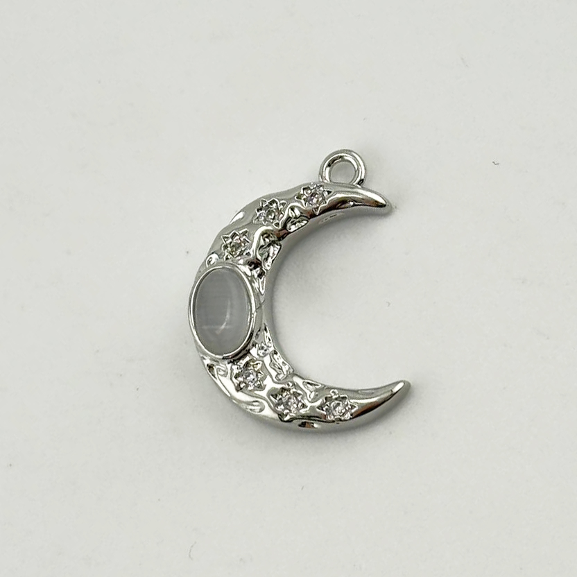 Подвеска Луна размер 15*19мм цвет серебро