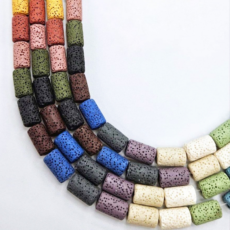 Бусины Вулканическая лава размер 8,5*14мм натуральный камень