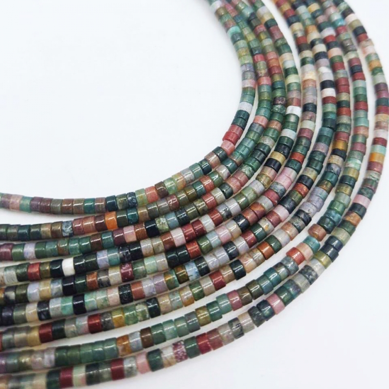 Бусины Агат цветной зеленый размер 4*2мм натуральный камень